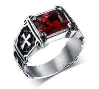 Adornos de anillo, Anillo gótico azul rojo negro cristal diablo dragón garra anillo tendencia de los hombres exquisito casual calle fresco jinete anillo joyería