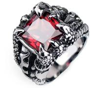 Adornos de anillo, Anillo gótico azul rojo negro cristal diablo dragón garra anillo tendencia de los hombres exquisito casual calle fresco jinete anillo joyería