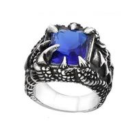 Adornos de anillo, Anillo gótico azul rojo negro cristal diablo dragón garra anillo tendencia de los hombres exquisito casual calle fresco jinete anillo joyería