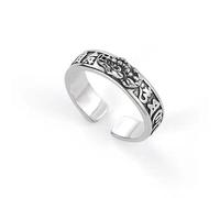 Adornos de anillo, Anillos de apertura chinos budistas de Sutra de corazón vintage, anillo de dedo de loto y dragón de Buda, bendición para hombres y mujeres, joyería