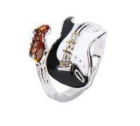 Adornos De Anillo, Moda Rock Finger Punk Anillo Personalidad Exageración Amantes Europeos Color Blanco Negro Guitarra Engrasada Unisex Hombres Anillo Joyería