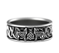 Adornos de Anillo, Vikingo, Mitología Nórdica, Lobo Gigante, Anillo para Hombres, Tótem de Defensa, Lobo, Moda, Hip Hop, Rock, Anillo de Dedo Unisex, Regalo Punk