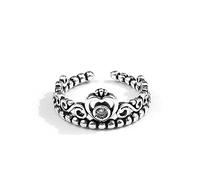 Adornos de anillos, anillos abiertos ajustables para mujer - Anillos clásicos S925 con corona, anillos vintage salvajes con temperamento y personalidad, anillos de apertura ajustables para mujer,