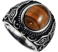 Adornos de anillos, moda para hombres y mujeres, anillo simple con patrón vintage, ojo de tigre, turquesa, anillo de San Valentín, anillo de pareja, novedad, retro, compromiso, anillo de acero ino