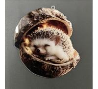 Adornos de animales con temática de bellota para decoración navideña con silueta de cono de pino y material acrílico para uso a largo plazo (erizo)