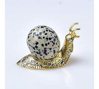 Adornos de animales de piedra de caracol de cristal natural tallados de piedra guardiana manualidades accesorios de latón pequeña decoración del hogar, caqui oscuro