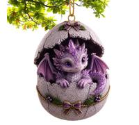Adornos de árbol 3D lindo huevo de dragón de resina | Decoración de árbol de Navidad de cuento de hadas de temporada para el hogar, dormitorio, sala de estar, pared, oficina