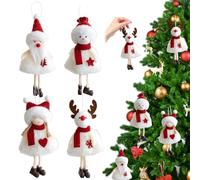 Adornos de árbol de Navidad 4pcs Colgantes Adornos de Navidad Santa Santa Snow Mangning Angel Girl Set para Coronas de árboles Decoraciones de Mantel