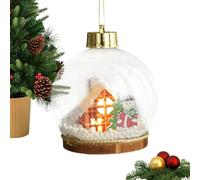 Adornos de árbol de Navidad,adornos de bolas de Navidad - Bola de Navidad escena de nieve con luz LED,Decoración colgante para casa de vacaciones, adornos de Navidad brillantes para puerta de árbol y