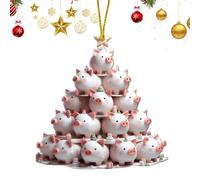 Adornos de árbol de Navidad, adornos de Navidad de animales, acrílico 2D pollo rana zorro árbol de vaca, adornos de animales de Navidad, adornos únicos y divertidos para el árbol de Navidad