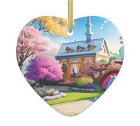 Adornos de árbol de Navidad con diseño de cuento de hadas de unicornio, decoraciones de cerámica, se pueden colgar en árboles de Navidad o chimeneas.