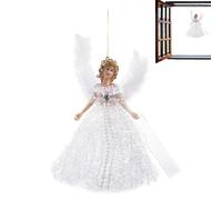 Adornos de árbol de Navidad con forma de ángel de 22 cm, colgante de tela para ángel con alas de plumas, ángel de hada hecho a mano - Disfruta de tu árbol de Navidad