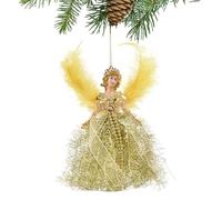 Adornos de árbol de Navidad con forma de ángel de 22 cm, colgante de tela para ángel con alas de plumas, ángel de hada hecho a mano - Disfruta de tu árbol de Navidad