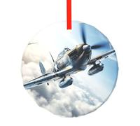 Adornos de árbol de Navidad con impresión de avión de la Segunda Guerra Mundial 1, decoraciones redondas, colgante tradicional para Navidad