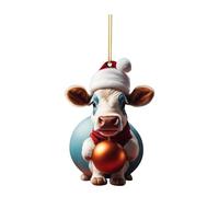 Adornos de árbol de Navidad de divertida de acrílico 2D Adornos de acrílico de Adornos de Navidad de de acrílico doble impreso Adornos de de Navidad Regalo de elefante de Navidad 2D para (F, One Size)