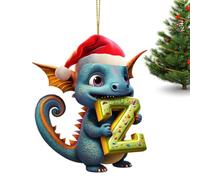 Adornos de árbol de Navidad de dragón, adornos de dragón para el árbol de Navidad - Letra acrílica 2D, decoración - Linda decoración de dibujos animados para interiores y exteriores