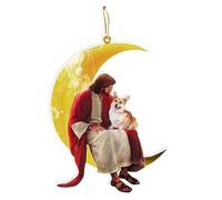 Adornos de árbol de Navidad de Jesús, adornos de Navidad acrílicos para árbol, decoraciones de Navidad para bodas, perros y Jesús sentado en la luna Dudok