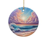 Adornos De Árbol Océano con Un Rayo De Sol Que Se Abre Paso Entre Las Nubes. Paisaje Oceánico. Moda Adornos De Navidad Bonitos Navidad Albero Di Natale Addobbi para Casa Fiesta Adornos