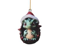 Adornos de bebé de dragón volador de Navidad de acrílico 2D Adornos de bebé de dragón volador de Navidad Huevo de dragón de Navidad Impresión doble Regalo de elefante de HogarFiesta de (D, One Size)