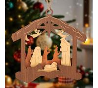 Adornos de Belén de Navidad Colgantes de Madera Adorno de Escena Navideño Recuerdo Religiosa Decoración del áRbol de Navidad Oficina en Casa (Tipo 1)
