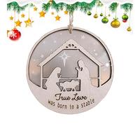 Adornos De Belén Navideño,Adornos De Navidad Religiosos,Adornos navideños cristianos de madera - Adorno de la Natividad de Jesús de Cristo, decoración cristiana para el hogar, estética con agujero col