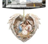 Adornos de belén para niños, adornos de belén para árbol de Navidad, colgante de belén 2D de acrílico, colgante decorativo cristiano "nacimiento de Jesús" para interior para suministros de fiesta al