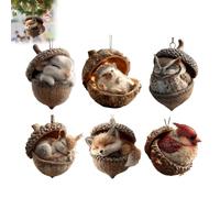 Adornos de bellota de animales del bosque, adornos de Navidad del bosque, decoración de animales acrílicos planos 2D, decoración de animales de cono de pino 2026, para decoraciones de árbol de Navidad