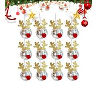 Adornos de bola de discoteca, linda decoración de bola de discoteca | Colgantes para decoración de árboles de Navidad, asta de ciervo,12X accesorios de dijes de bola de discoteca adornos de bolas de N