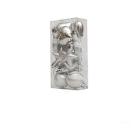 Adornos de bola de Navidad, 13 unidades, diseño de paletas de caramelo para decoración navideña (plata)