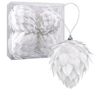 Adornos de Bola de Navidad, Juego de 4 Piezas para decoración del árbol de Navidad con Hojas Blancas, decoración del hogar, decoración de Boda y Fiesta