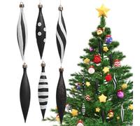 Adornos de Bola para árbol de Navidad, Bolas de árbol de Navidad con Gotas | Bolas de patrón único en y Negro, Suministros de Fiesta, Decoraciones Colgantes para el hogar y el Negocio