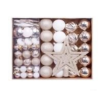 Adornos de bolas de Navidad, juego de 72 piezas de decoración para árbol de Navidad con cubierta superior, bolas colgantes de vacaciones para árbol de Navidad, adornos de plástico confiables