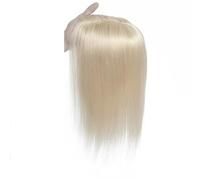 Adornos de cabello humano con clip for mujer, postizo con base de encaje de 12x13 cm con flequillo(10 inch,Platinum blonde)