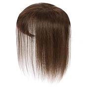 Adornos de cabello humano con clip para corona, cabello para mujeres, peluquín liso, pelucas, postizos para pérdida leve, cubierta de volumen, gris (marrón claro, 25 cm)