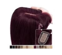 Adornos de cabello humano con flequillo, piezas de cabello liso de 6 a 18 pulgadas, adornos de base de seda de 7x12,5 cm con 3 clips for mujeres con adelgazamiento del cabello y pérdida de cabello (S