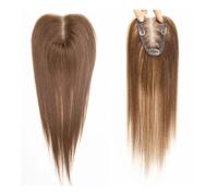 Adornos de cabello humano de 16 pulgadas for mujeres con cabello adelgazante, base de encaje invisible hecha a mano de 3x4 pulgadas con 3 clips(Ligth brown)
