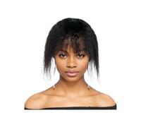 Adornos de cabello humano for mujer, rizado y liso con flequillo