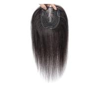 Adornos de cabello humano for mujeres, 12 pulgadas, 38 g, clip en base de encaje corta atada a mano, 10 x 12 cm, postizo invisible(Natural black NO bangs)