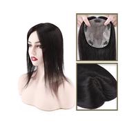 Adornos de cabello humano for mujeres, 15x15 cm, cubierta de área grande, 30,5 a 40,6 cm, pelo liso, base de seda, clip en pelo indio, postizo for pérdida de cabello, adelgazamiento del cabello (Size