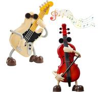 Adornos De Caja De Música Con Forma De Violín Y Guitarra, Réplicas En Miniatura De Instrumentos Musicales, Decoración Musical De Plástico Pintada A Mano, For Amantes De La Música .(Red+Yellow)