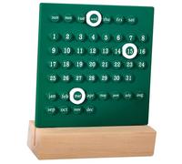 Adornos De Calendario De Escritorio Con Base De Madera, Calendario Perpetuo De Escritorio De Configuración Manual, Virola Manual De Anillo DIY, Planificador De Fecha De Programación Diaria(Verde)