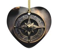 Adornos de cerámica en forma de corazón con diseño mágico de runas nórdicas para decoración de pared del hogar, fiestas de jardín y decoraciones de árbol de Navidad.