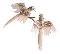 Adornos de colibrí de plumas de imitación para decoración de árbol de Navidad, colgante de pájaro de espuma ligera con estilo artístico moderno para corona de vacaciones y exhibición de mantel (vino