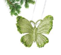 Adornos de copo de nieve, PC salpicado con polvo 3D, colgante ligero, con detalles de purpurina verde, decoración de escena navideña, accesorio festivo, para la presentación de Baumf