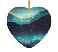 Adornos de corazón de cerámica con diseño de estrellas de ciencia ficción, ideales para colgar en alféizares de ventanas y chimeneas