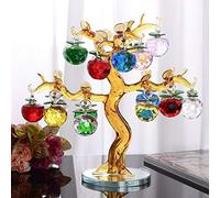Adornos de cristal de manzano de cristal 18pcs Manzanas colgantes Decoración para el hogar Estatuillas de souvenir Miniatures-tronco amarillo_18pcs 4cm manzanas