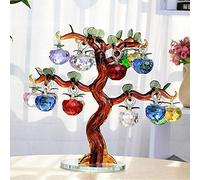 Adornos de cristal de manzano de cristal 18pcs Manzanas colgantes Decoración para el hogar Estatuillas de souvenir Miniatures-tronco ámbar_18pcs 4cm manzanas