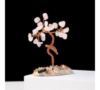 Adornos de cristal Mini árbol de dinero de cristal Natural, alambre de cobre envuelto con Base de rebanada de ágata, piedras preciosas, árboles de chakras Reiki, 1 ud. hermoso cristal(Rose quartz)