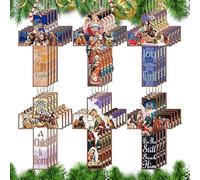 Adornos de cruz - Temas distintivos de belén, adorno colgante, decoraciones de Navidad de madera | Adorno de belén de cruz para entrada, chimeneas, porches, jardines y patios