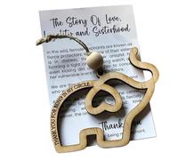 Adornos de elefante de hermanas, hermanas de amistad de elefantes, adorno de elefante de madera, hermandad, amistad, bonito símbolo de historia para hermanas y amigos para bolsa de lona